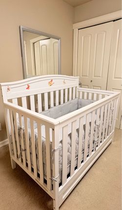 Delta Children 4-in-1 White Crib + Mattress