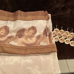 Angel Theme Shower Curtain With Hooks