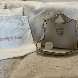 see by chloe leather hand bag beige