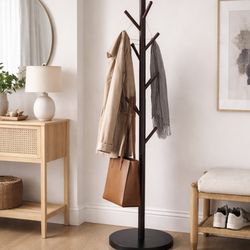Modern coat stand/ hanger - dark walnut color.