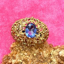 Sterling Tanzanite Glass Ring Sz 10
