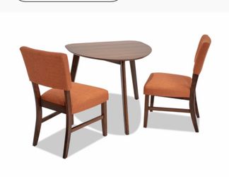 Bettie 3 Piece Walnut & Russet Upholstered Triangle Set