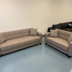 Fall Brown Sleeper Sofa & Loveseat Nova Furniture