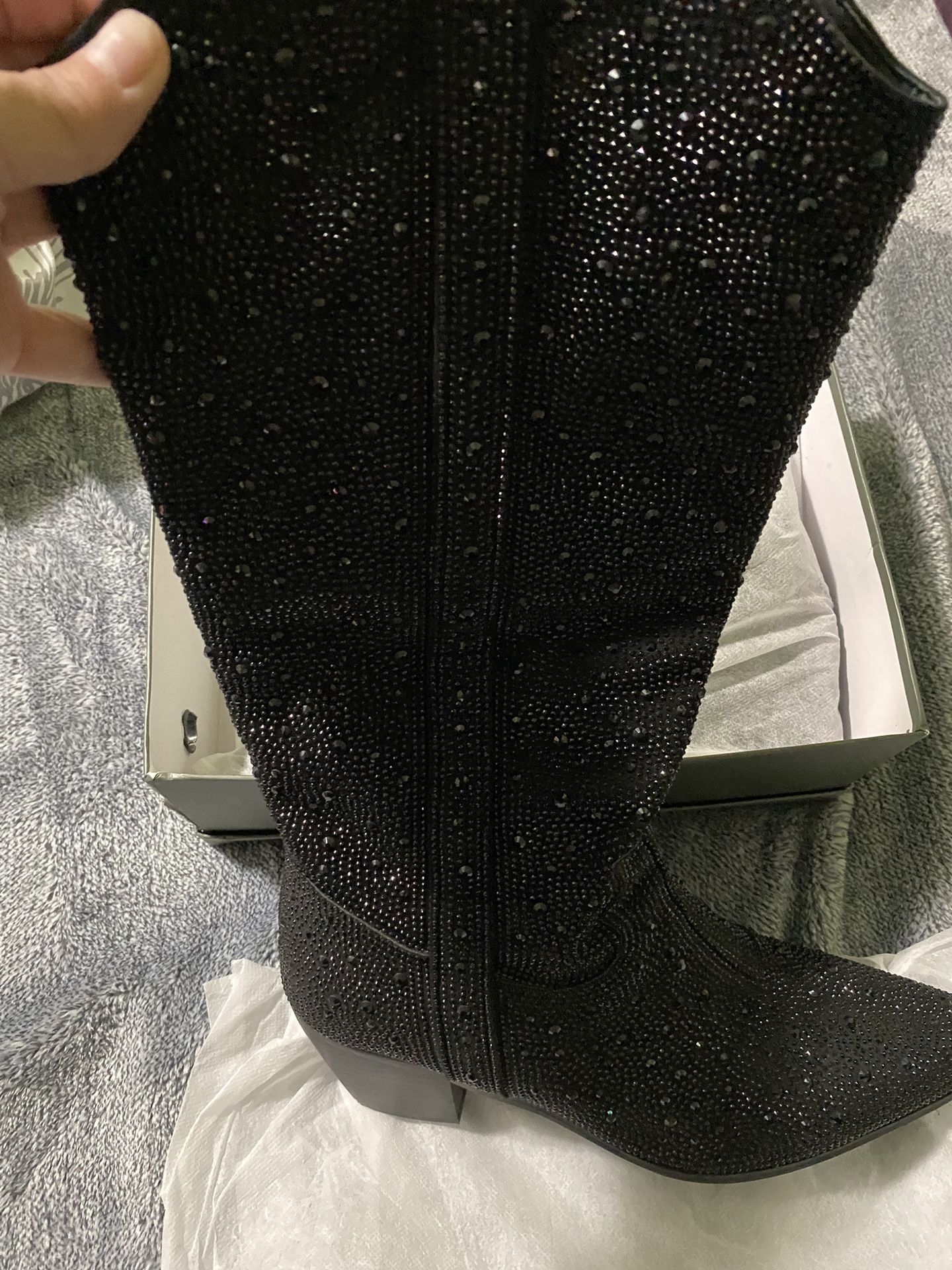Women’s Black Bling Out Boots Size 10