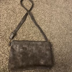 Beautiful brown/silver cross over purse size 9 x 13