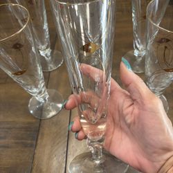 Set Of Six Vintage Mcm Retro Libbey Atomic Adagio 8 Inch Drinking Glasses 