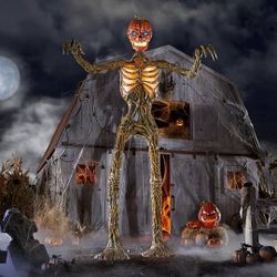 Giant Inferno Pumpkin Skeleton Halloween Outdoor Decoration