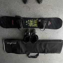 Snowboard, Boots, & Bag 