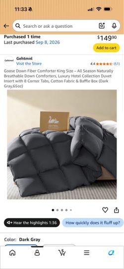 Gehtmnl Goose Down Comforter King Size Dark Gray