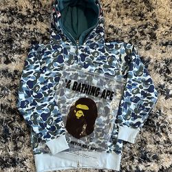 Blue and White BAPE hoodie Double Hoodie