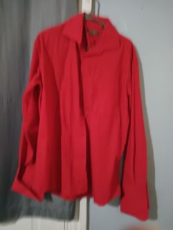 Red Long Sleeve Button-Up Dress Shirt