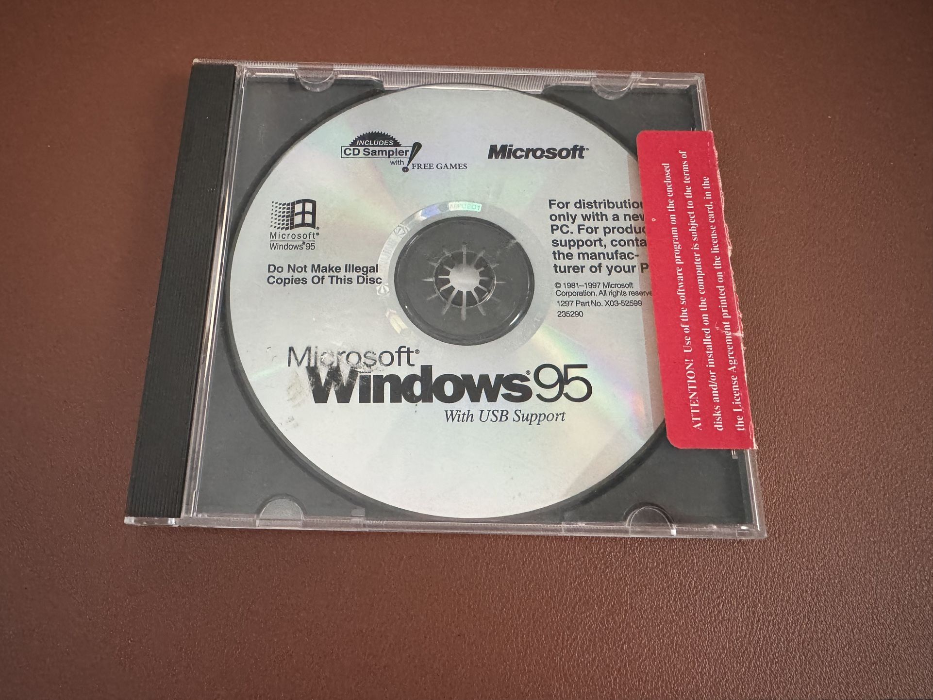Microsoft Windows 95 with USB Support – PC Install Disc Only – Vintage OS