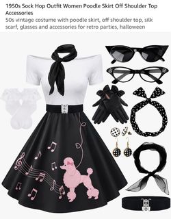 1950s Sock Hop Costume Set with Accessories XL
