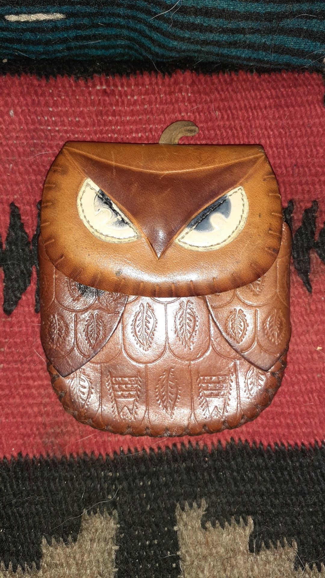 Vintage Leather Owl Wristlet