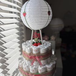 Strawberry Hot Air Balloon Diaper Cake Baby Shower Gift