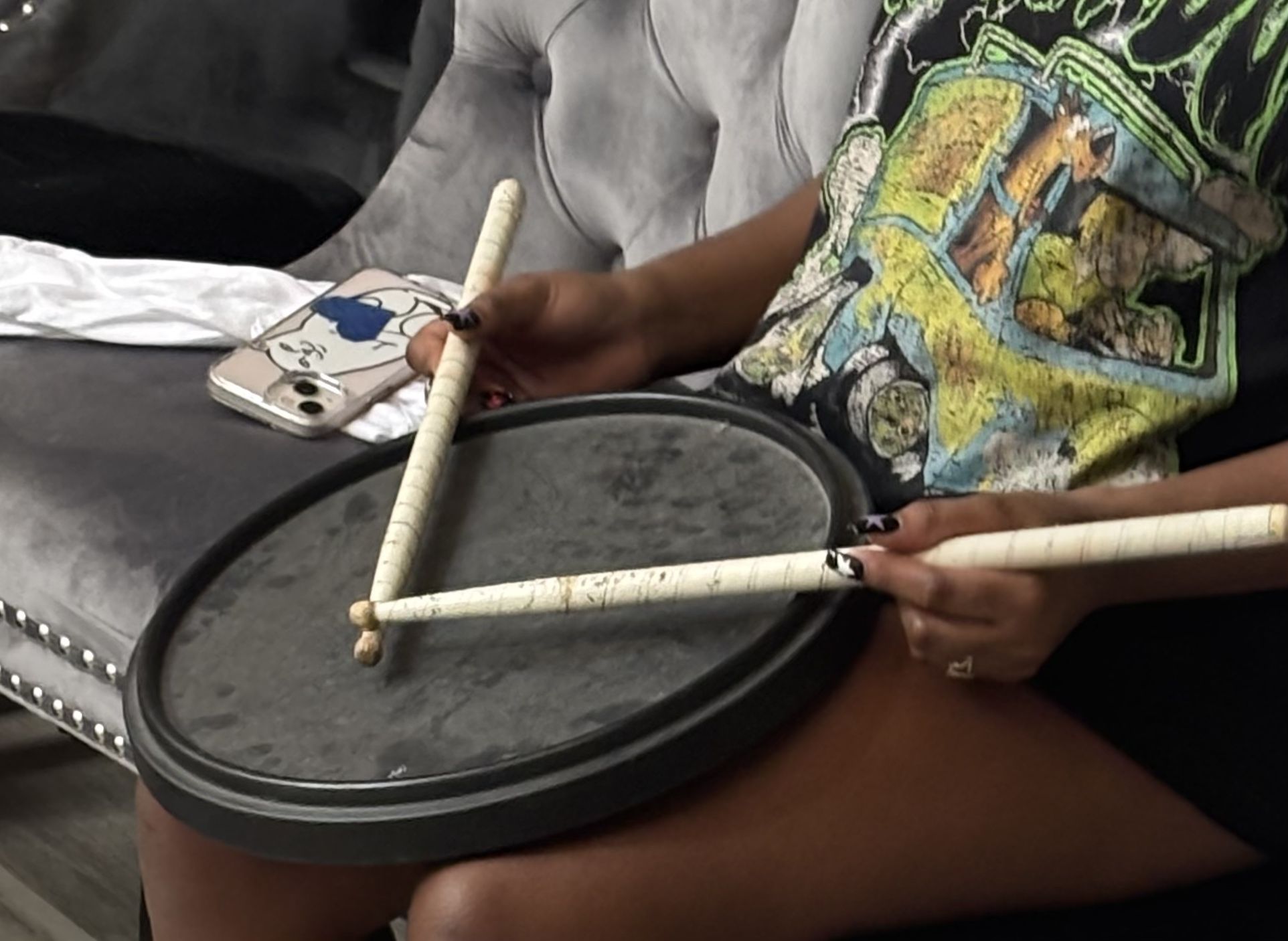 Practice drum pad and sticks