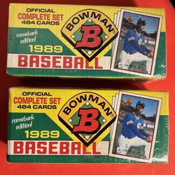 NEW TWO 1989 Bowman Baseball Complete Factory Sealed Sets.  Includes rookie cards of Ken Griffey Jr and John Smoltz