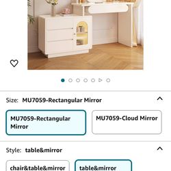 Makeup Vanity with Rectangle Mirror with Lights Modern Cosmetics Table with Storage Carbinet Changing Direction Vanity Desk Dressing Table for Women G