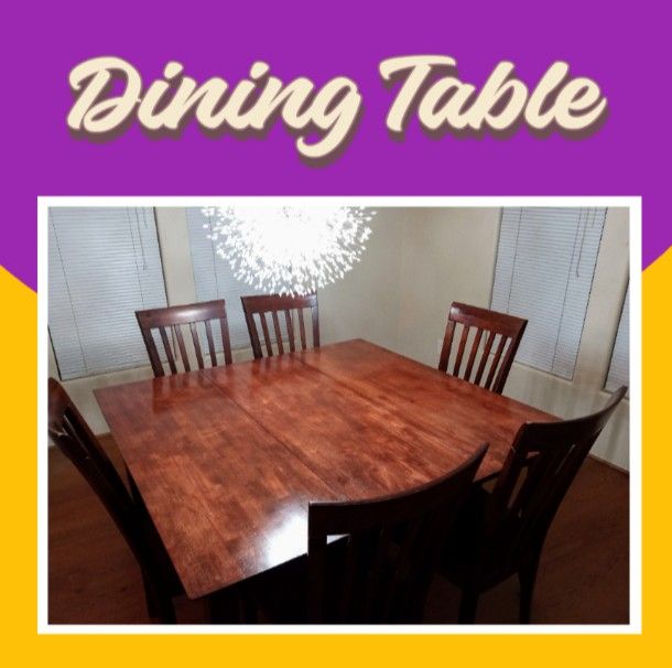 Wood Dining Table, Seats 6
