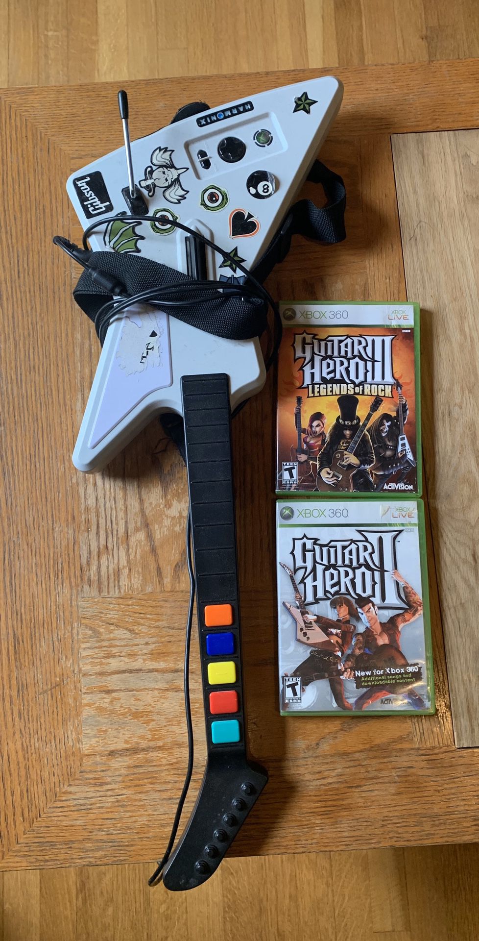 Guitar Hero guitar and disc for Xbox 360