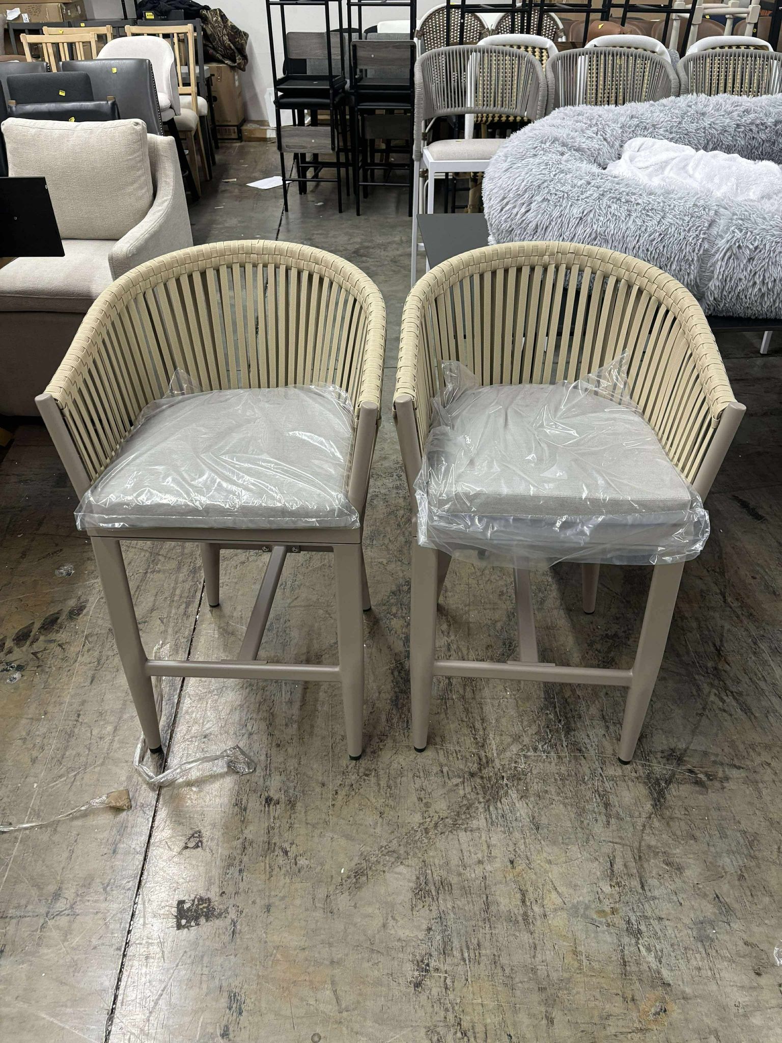 PURPLE LEAF Outdoor Counter Height Bar Stools Set of Patio Metal