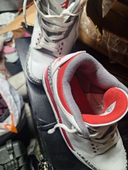 Air Jordan 3 White Red Cement Sneakers