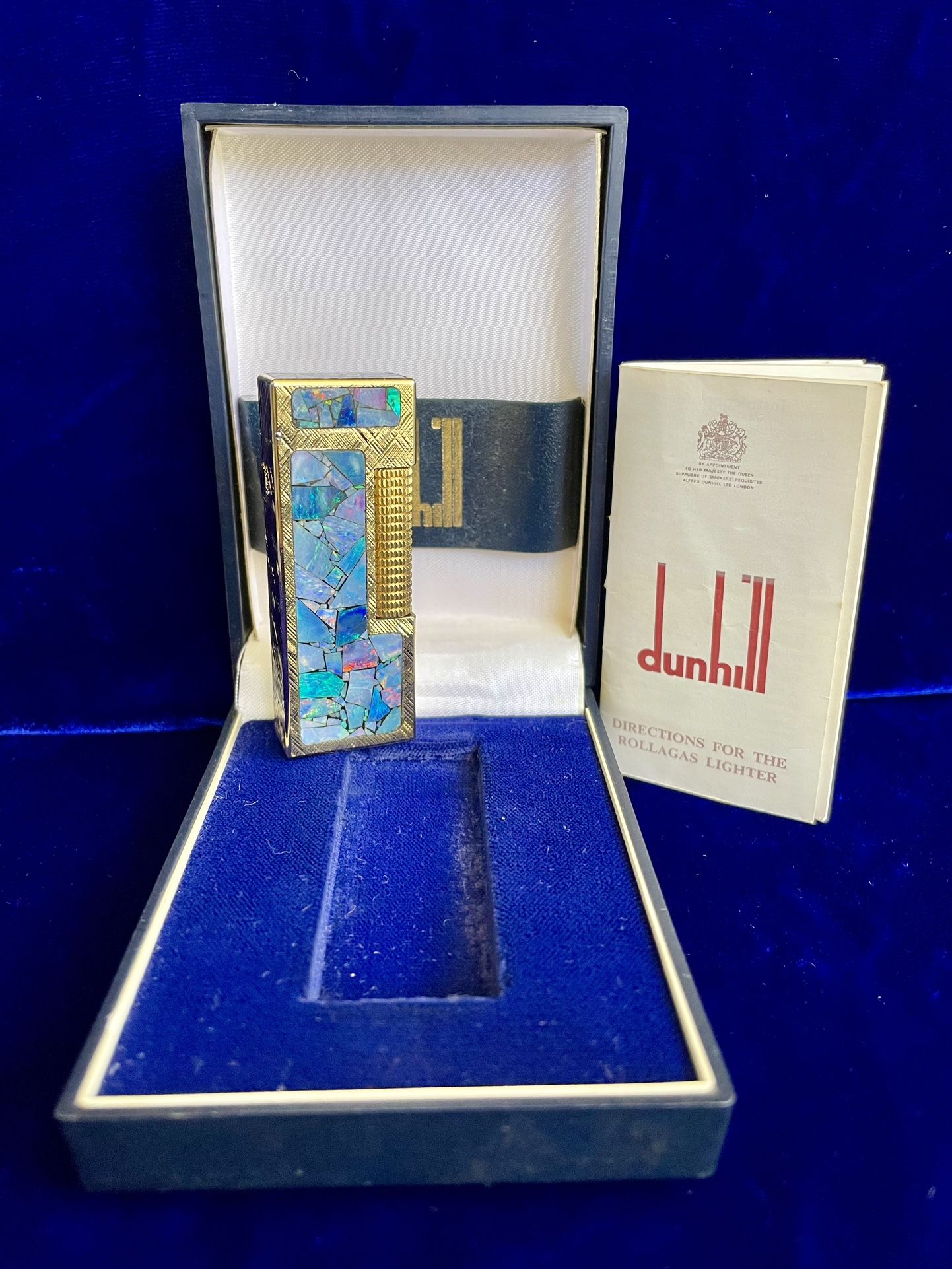 Rare Vintage Mosaic Natural Opal Dunhill Lighter Super Mint Condition Works 1 Year Warranty