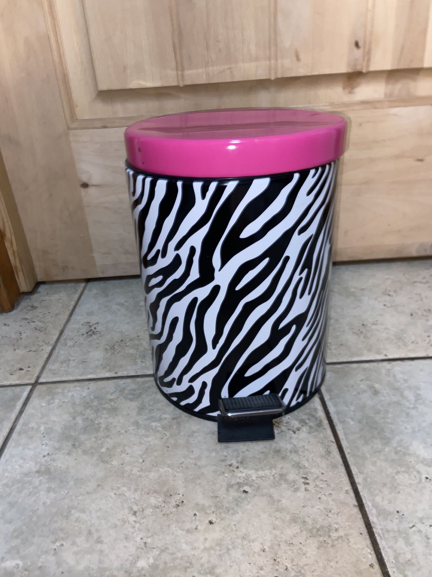 Pink Zebra Mini Trash Can