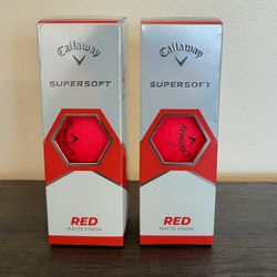 Qty 2 Callaway Supersoft Red Matte Finish Golf Balls Long/Straight 3 Packs