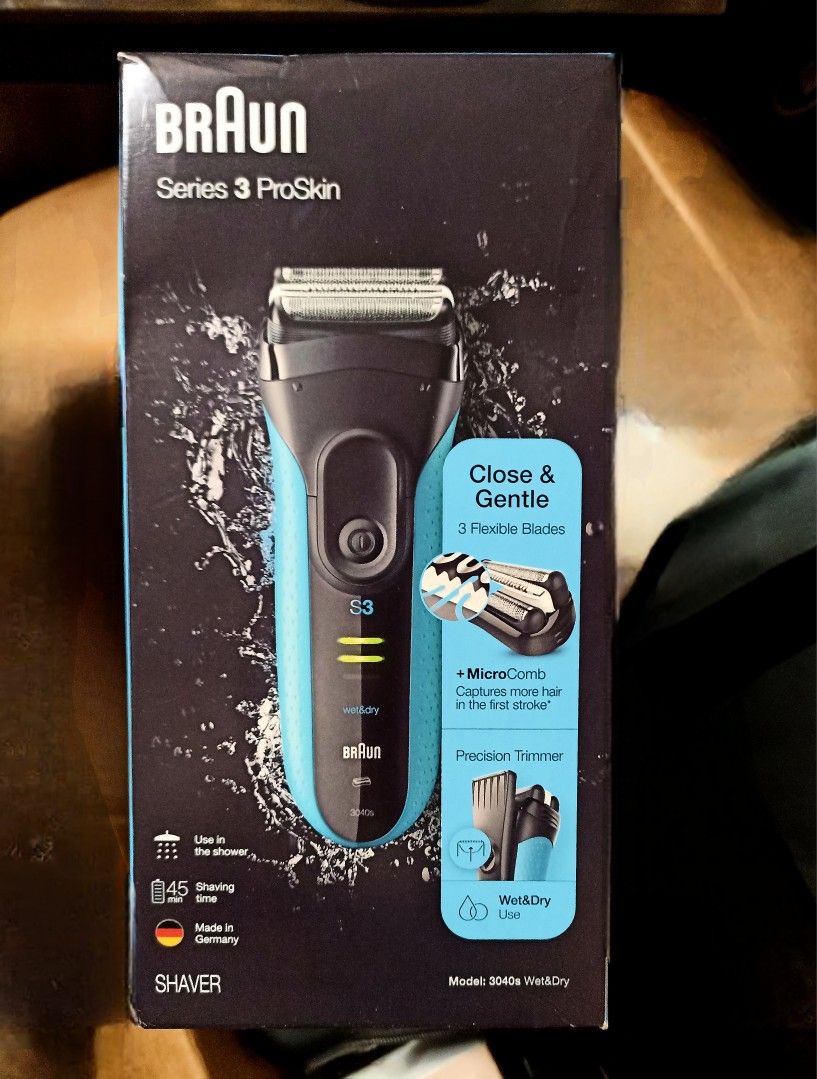 Braun Series 3 ProSkin 3040s Rechargeable Wet Dry Men's Electric Shaver, Trimmer