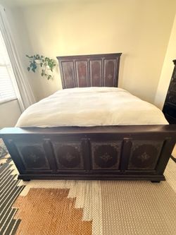 Spanish style queen bed and dresser