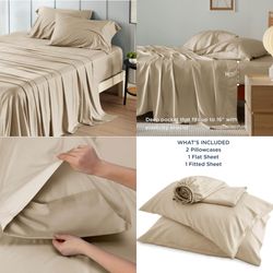 California King Sheet Sets, Cooling Sheets, Rayon Derived from Bamboo, Deep Pocket Up to 16", Breathable & Soft Bed Sheets, Hotel Luxury Silky Bedding