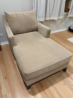 Chaise Tan Velour Fabric Excellent