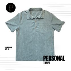 Unbranded Men’s Shirt Size Medium Green Corduroy Polo