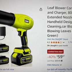 Leaf Blower Cordless With 2 Batteries 