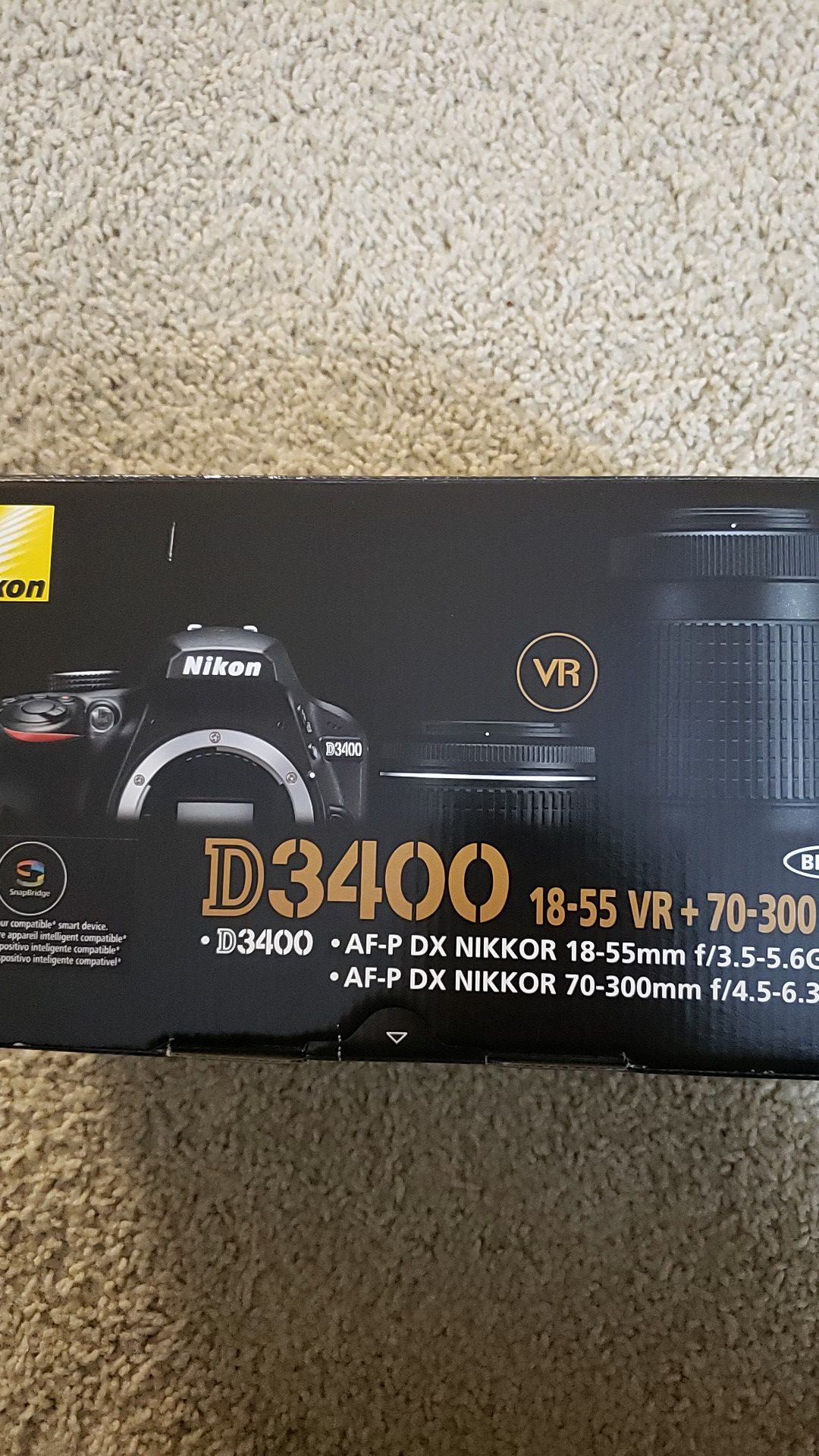 Brand New Nikon D3400 Digital SLR Camera with 24.2 Megapixels and 18-55mm and 70-300mm Lenses Included