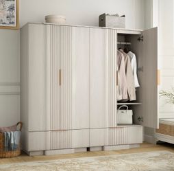 Set of three beautiful fluted armoire wardrobe closets