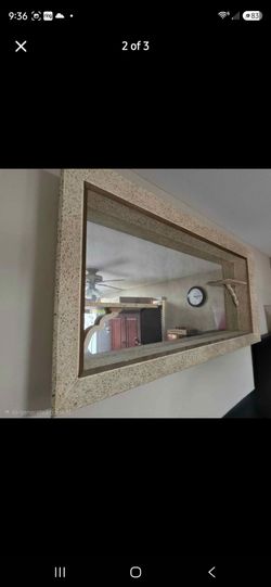Large Wall Mirror with Stone look Frame