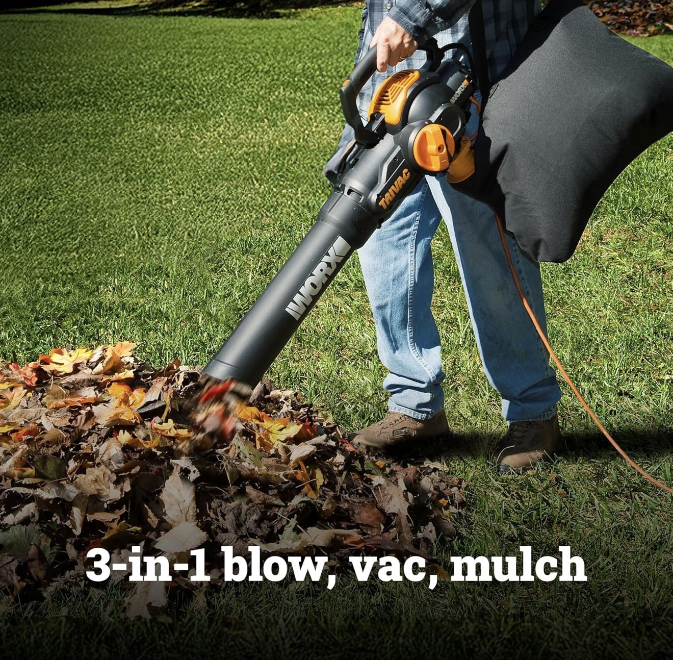 WORX TRIVAC WG512 3-in-1 Electric Leaf Blower, Mulcher & Vacuum 