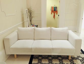 Free Delivery! Ikea Norsborg White 3-Seat Sofa w/ Wooden Legs in Great condition.  
