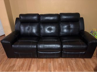 Black Leather Sofa Set