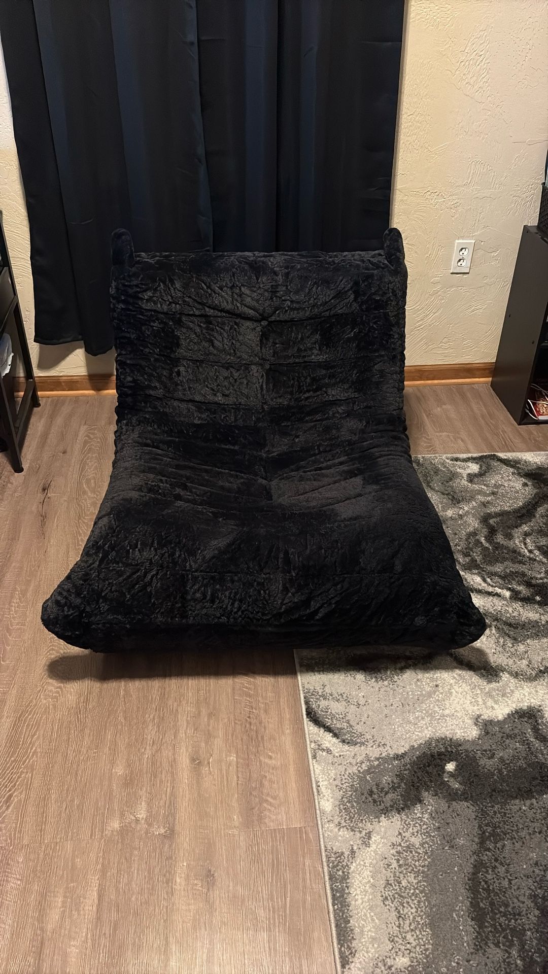 Adult Bean Bag Chair - Black Plush