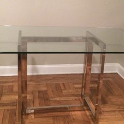 Glass Table W/Silver Chrome Base 