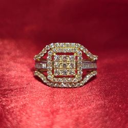 14k Yellow Gold Diamond Princess Cut Ring 1.20 ctw
