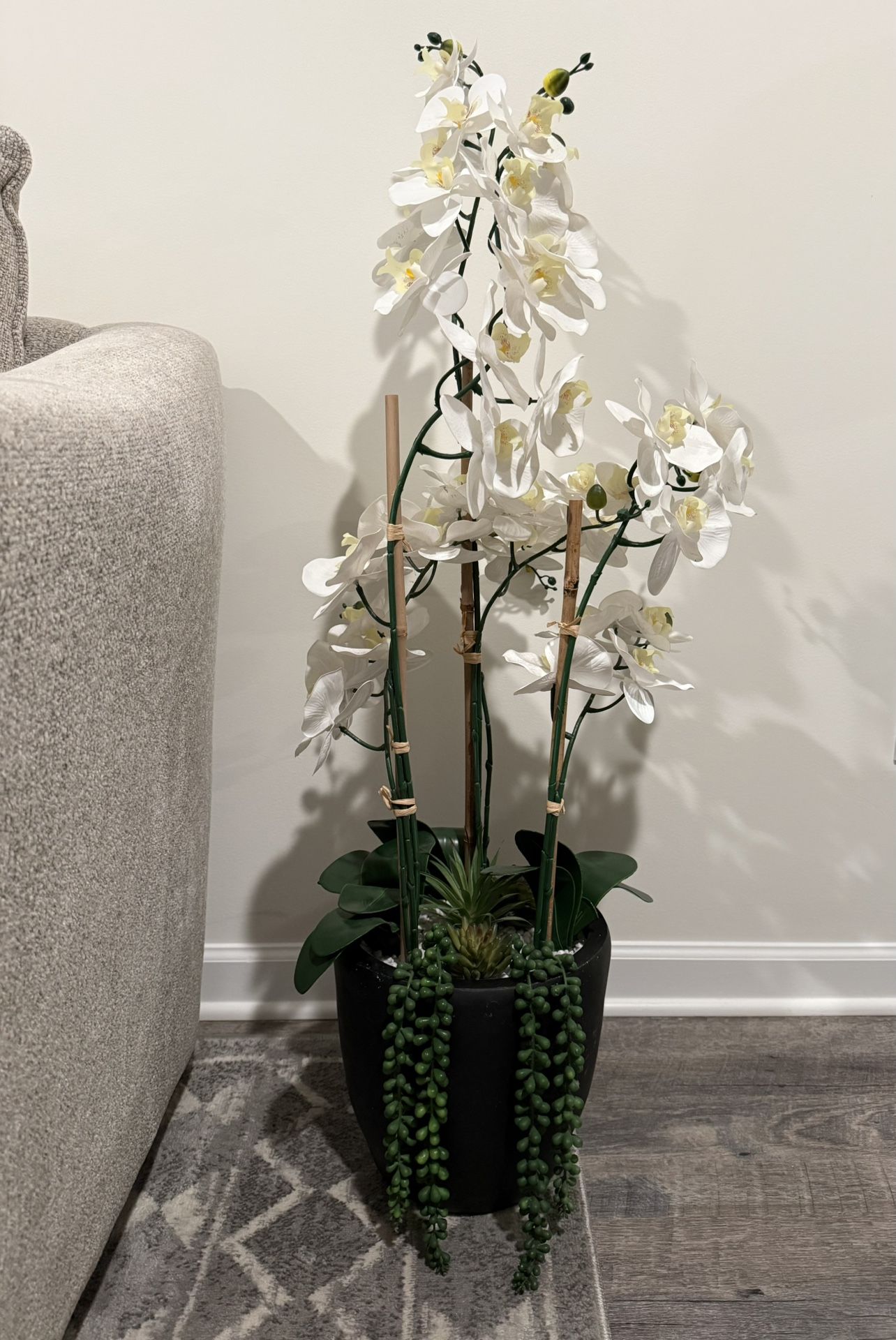 Large Artificial Orchid/ Ceramic Planter (3 Ft 7 Tall)