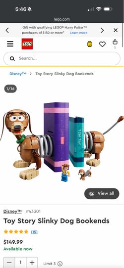 LEGO Disney Toy Story Slinky Dog Bookends #43301