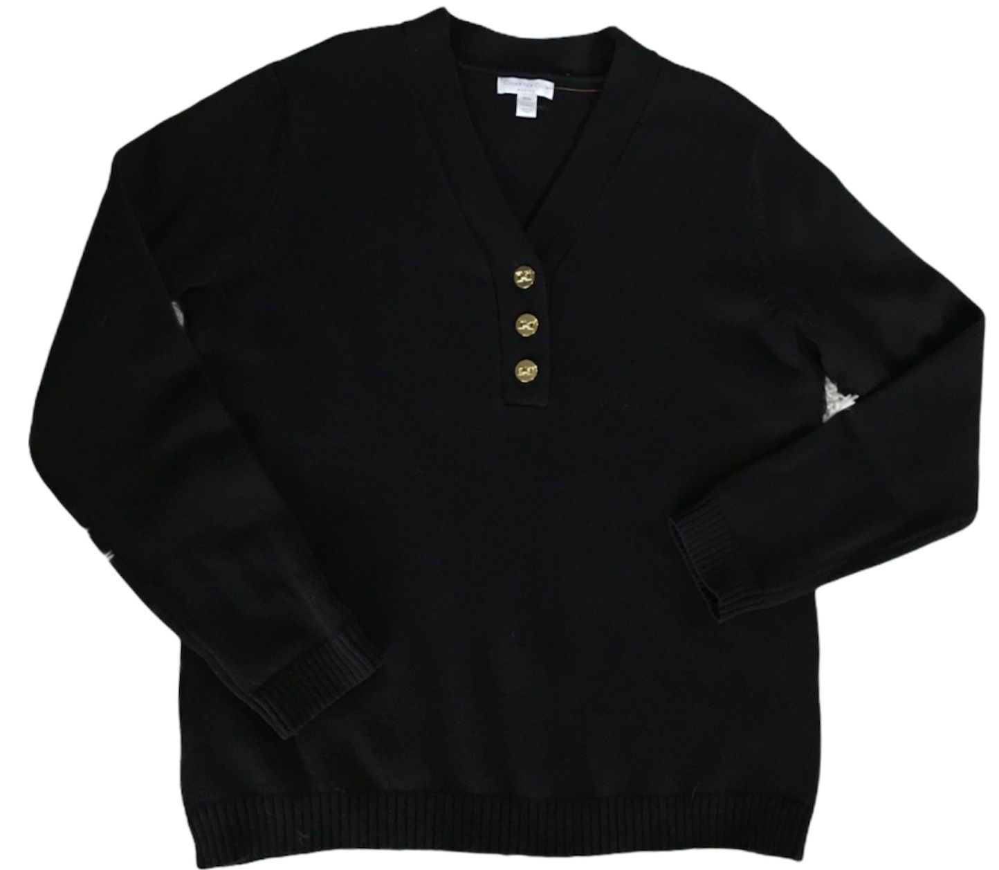 Charter Club Women's Black Long Sleeve Button Front Cardigan Sweater Size P/XL