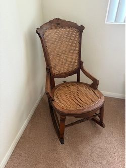 Vintage Cane Back Rocking Chair – Solid Wood