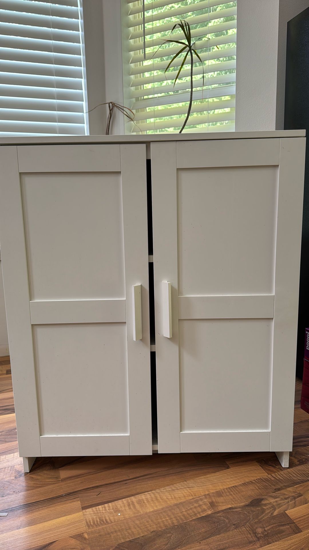 White Storage Shelf With Doors
