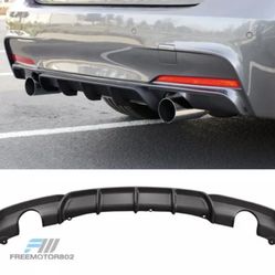 12-18 BMW F30 M-Tech MSport Rear Bumper Diffuser Lip Single Muffler Dual Out
